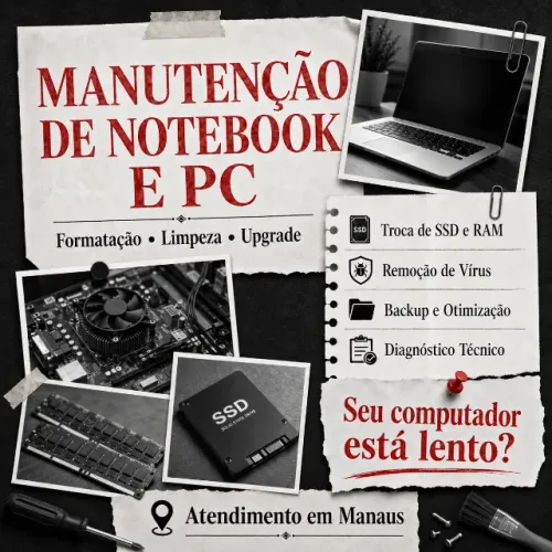 Manutenção de Notebook e PC Formatação Limpeza Upgrade