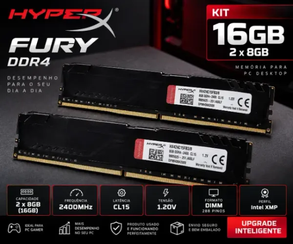 KIT 16GB (2x8GB) HyperX Fury DDR4 2400MHz CL15