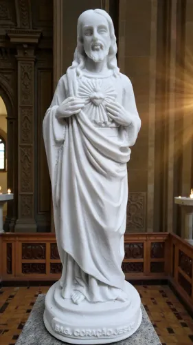 Imagem do Sagrado Coração de Jesus em Pó de Mármore 20 cm | Escultura Religiosa Católica |