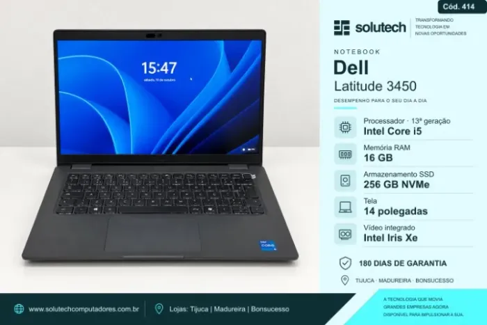 Notebook Dell Latitude 3450 i5 (13ª) | 16GB RAM | SSD 256GB | Tela 14" - Garantia