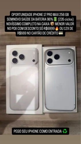iPhone 17 pro max 256 gb completo na caixa