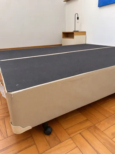 Base Box Queen Bipartida 158x198 Bege com Rodinhas