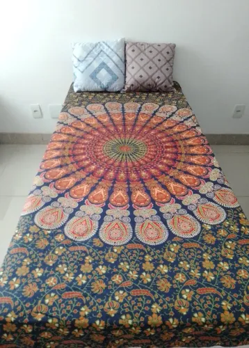 Colcha Indiana Nova Solteiro, Estampa Mandala - Dia Pais 10% OFF