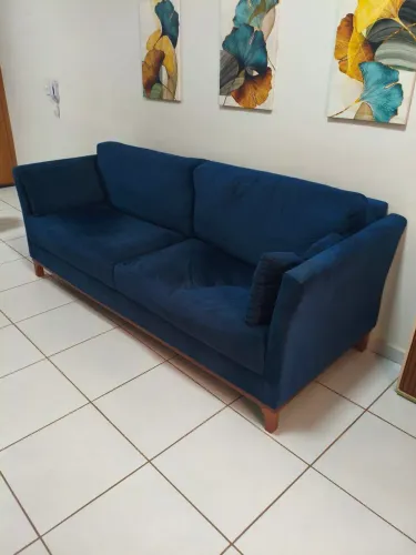 Sofá Suede 2 lugares Azul