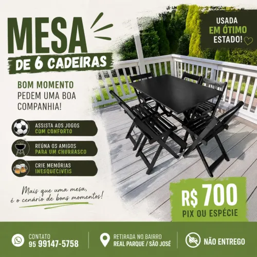 Mesa madeira 6 lugares (usada)