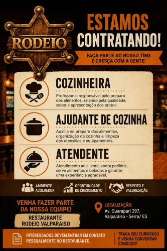 Ajudante de cozinha e Atendente Para Restaurante
