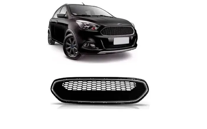 Grade Radiador Colmeia Com Moldura Prata Ford KA 2015 a 2018 