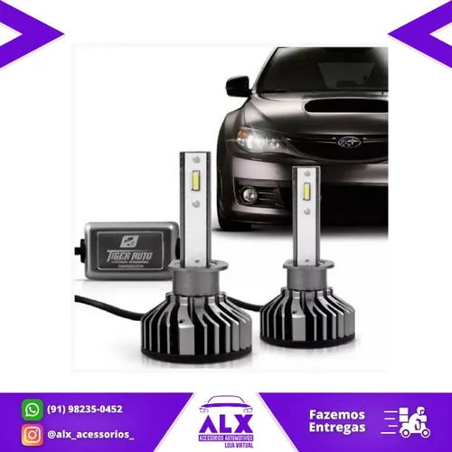 Par de Lâmpadas Ultra Led X-Treme Tiger Auto  9.600 Lumens Super foco  - H1 H3 H7 H8 H11