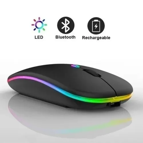 Mouse Sem Fio Bluetooth Recarregável Led Compatível Mac Ios
