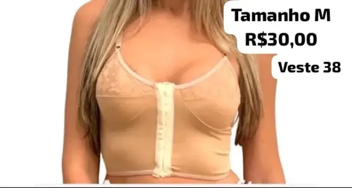 Sutiã Cropped Abertura Frontal Com Fecho  tamanho M