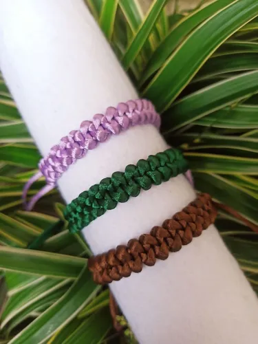 Pulseira trançada de fio de seda 2mm