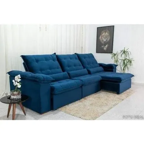 Sofá Retrátil Reclinável 3.20m Emanuelly Veludo rf5427m