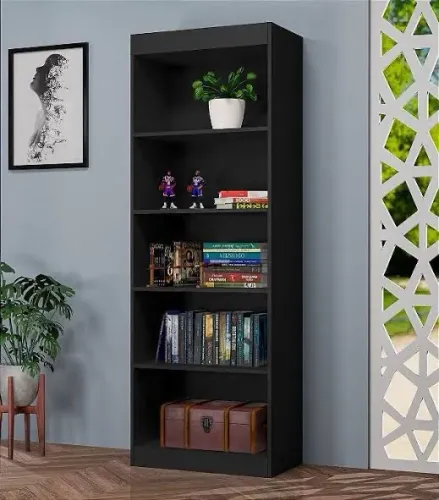 Livreiro Com 5 Prateleiras Novo Preto