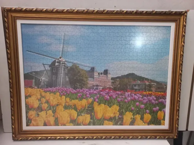 Quadro quebra cabeça festival das tulipas 1000 peças 