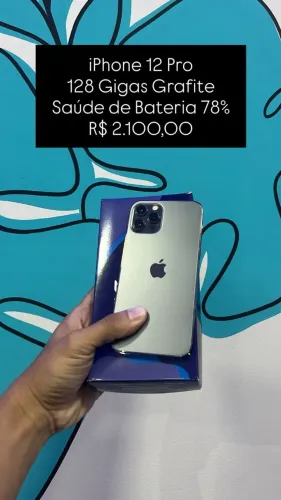 iPhone 12 Pro / 128GB Grafite / Saúde de Bateria: 78% / Original / $2.100,00