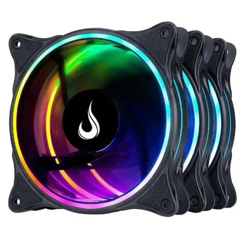 Kit Com 3 Fans/ Ventoinhas Rise Mode Laser, 120mm, ARGB, Preto, Novo, Lacrado