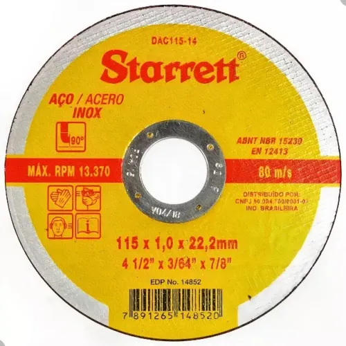 DISCO DE CORTE STARRETT 4.1/2POL 115X1,0X22,2MM