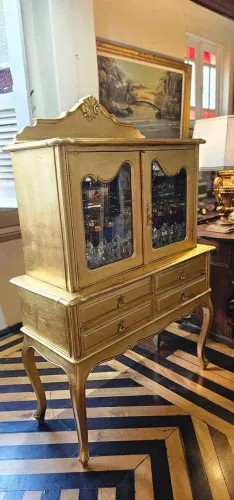 Moveis vintage luxo, barzinho cristaleira madeira, decoração