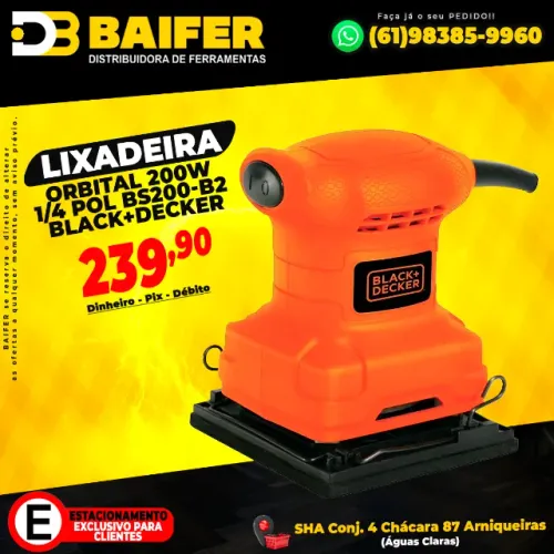 Lixadeira Orbital 200w 1/4 Pol BS200-B2 Black+Decker