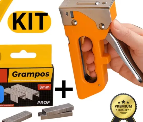 Kit Grampeador Tapeceiro Alta Pressão +5000 Grampos