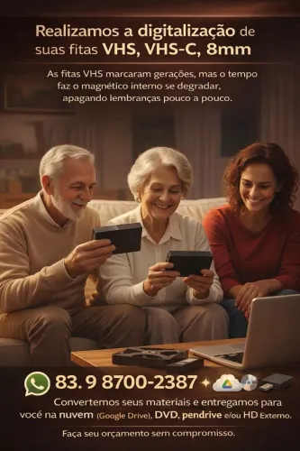 Digitalização de fitas VHS,VHS-C,Mini DV,8mm....