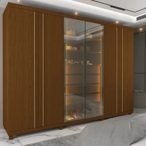 Roupeiro Absolut New 6 Portas sendo 2 Portas Reflecta com LED 