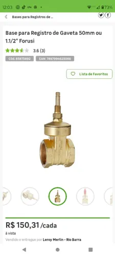 Base para Registro de Gaveta 50mm ou 1.1/2'' Forusi