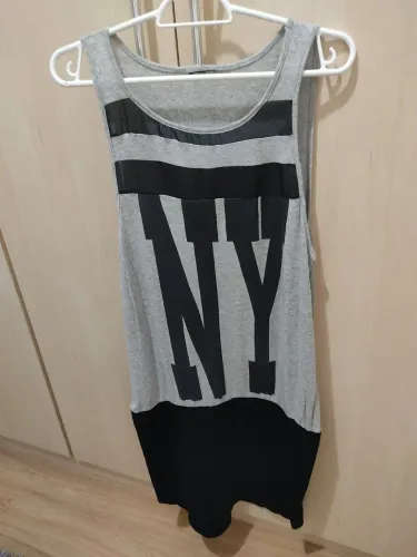 Vestido NY cinza e preto