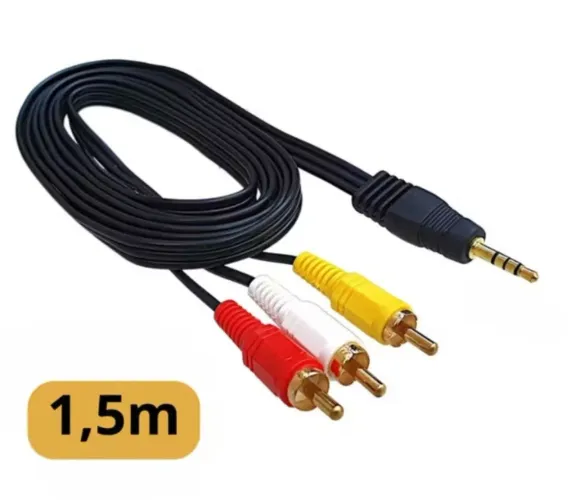 Cabo Adaptador P3 X 3RCA para TV BOX Tv Celular Gps Dvd Audio Video 1.5 metros 