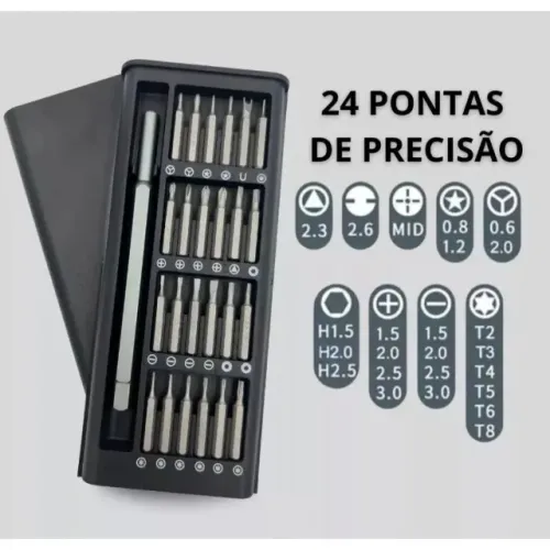 Kit Ferramenta Chave Precisão 24 Peças Pequenos Reparos