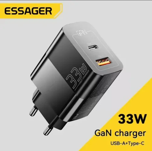 Carregador Rápido 33W GaN USB B-A + Type-C