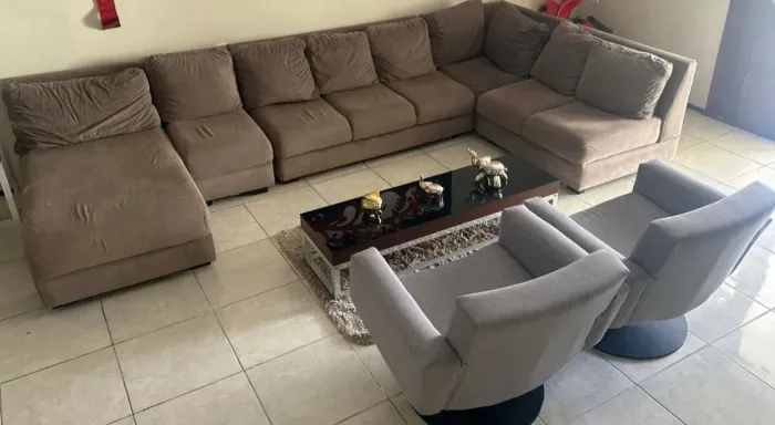 Conjunto de Sofá Canto + 2 Poltronas Giratórias