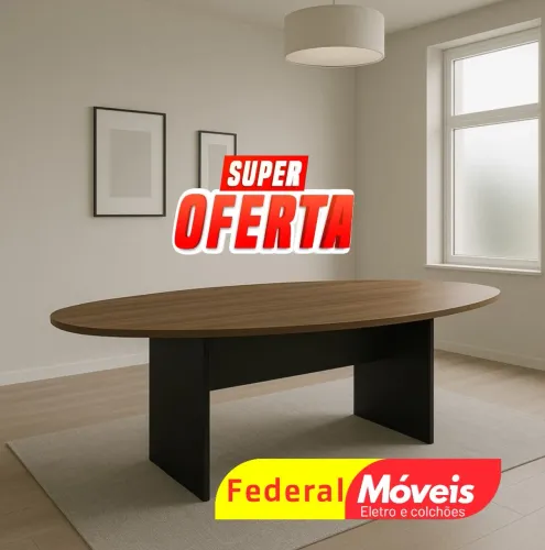 Mesa de Escritório Reunião Oval 25mm 0,75x2,00x1,10 - Qualidade e durabilidade!