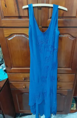 Vestido Azul Com Detalhes - Tamanho M