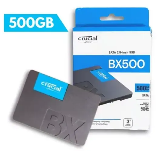 SSD 500GB Crucial BX500 2.5'' SATA III 6Gb/s Leitura 540MB/s e Gravação 500MB/s
