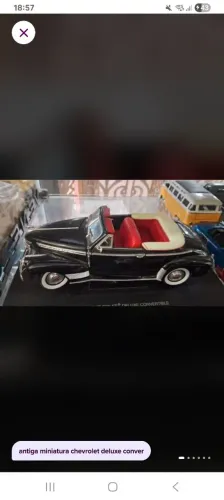 antiga miniatura chevrolet deluxe convertible, 1941, preto (eagle), escala 1:18