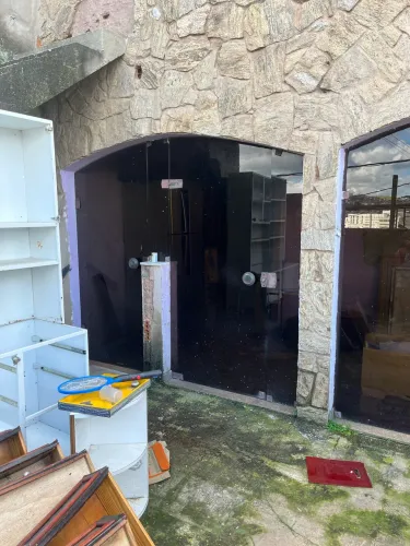 Porta de blindex fumê e blindex fixo em arco