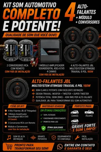 Kit de som automotivo 