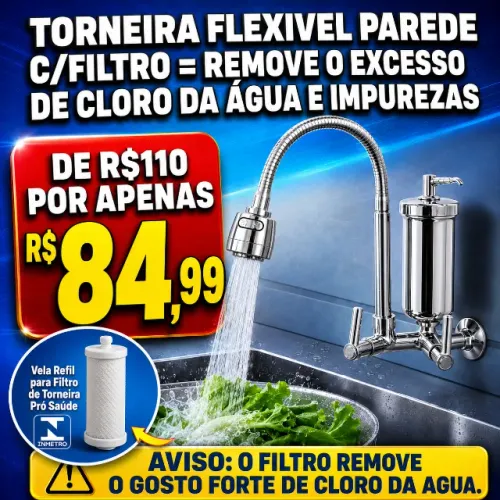 TORNEIRA FLEXÍVEL DE PAREDE COM FILTRO