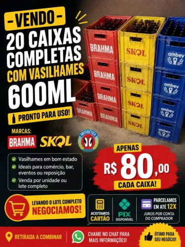 Vendo caixa com vasilhames