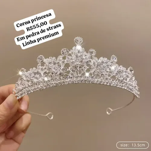 Tiara de cabelo de strass princesa