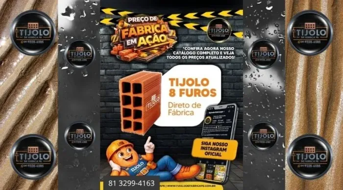 tijolo 8 furos pedidos no varejo e atacado 