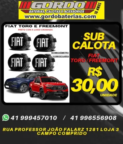 Calota Centro de roda de liga leve para Fiat Freemont e Toro. R$30,00 cada. Disk entrega 
