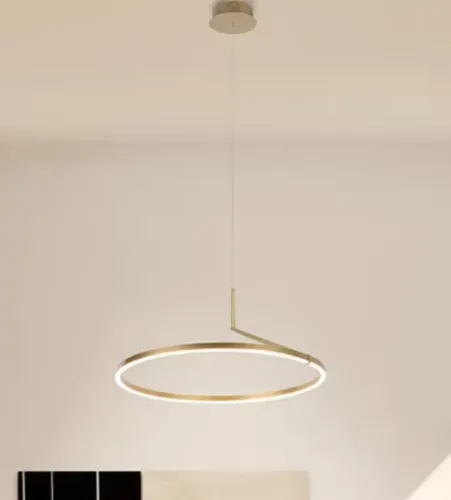 Pendente Led Zier Nordecor Redondo Dourado Fosco 60cm - 28w 3000k