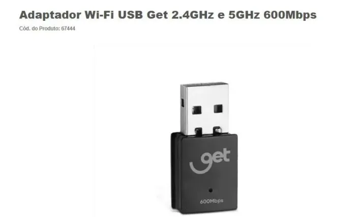 Adaptador WI-FI USB get 2.4Hz e 5GHz 600Mbps