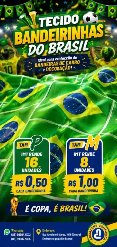 tecido bandeirinha brasil para carro e decoração