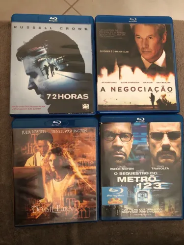 Lote 4 Filmes Blu-ray Originais - Ação e Suspense (Denzel Washington, Russell Crowe)