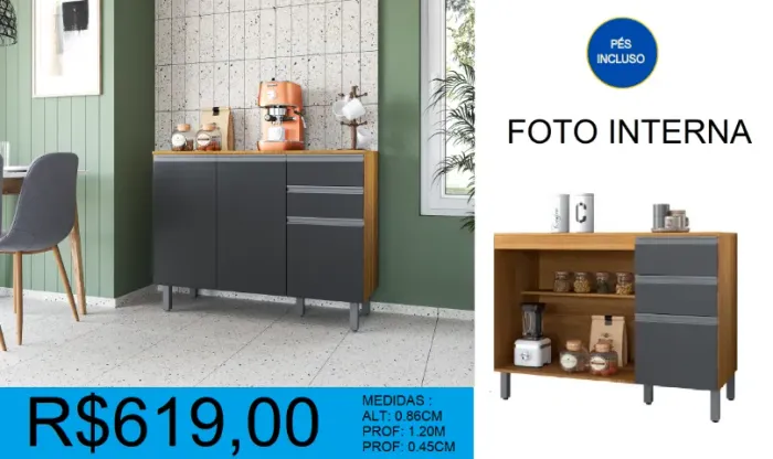 Balcão reforçado de 1,20 chegou reposição - temos a pronta entrega