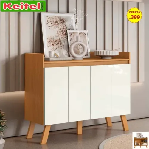 Buffet Aparador 4 Portas Cinamomo / Branco
