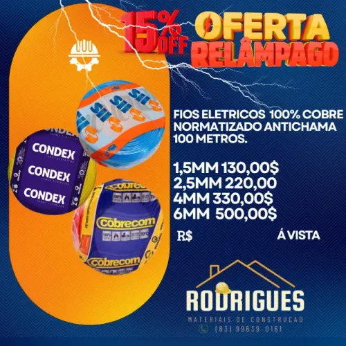 Fios e Cabos Eletricos Flexivel Normatizado Antichama 100% Cobre
